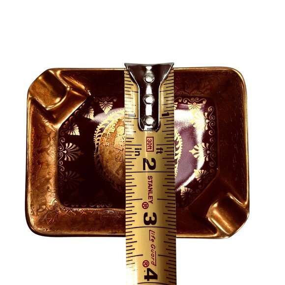 Vintage Decorative Ashtray Tirschenreuth Germany Romantic Silhouette Red Gold - Picture 11 of 11